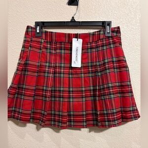 Red Plaid Mini Skirt